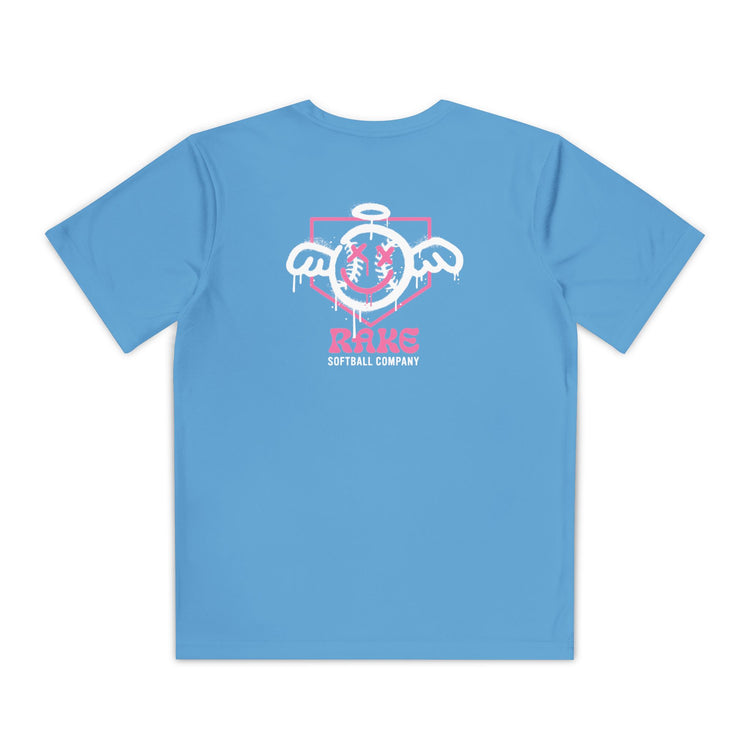 Kids She Angel Drip Softball Dry Fit Tee - Rake Baseball Company - RAKE BASEBALL | BASEBALL T-SHIRT | BASEBALL CLOTHING | GOOD VIBES ONLY