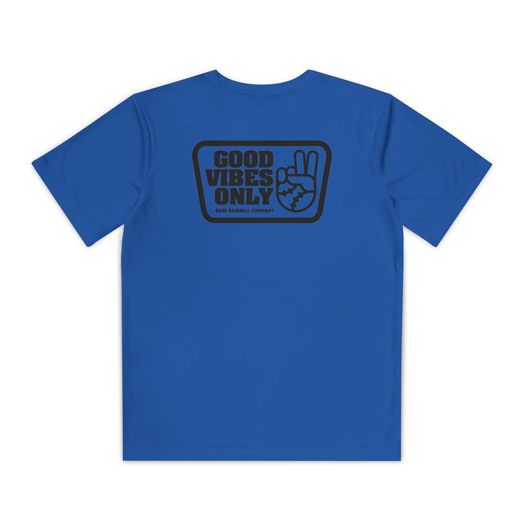 Kids Good Vibes Only Box Dry Fit Tee - Rake Baseball Company - RAKE BASEBALL | BASEBALL T-SHIRT | BASEBALL CLOTHING | GOOD VIBES ONLY