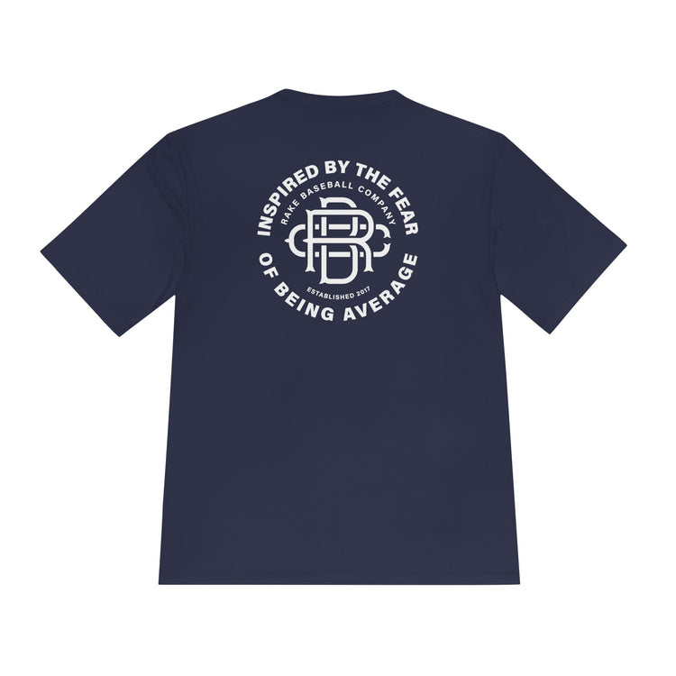 Fear of Being Average Dry Fit Tee - Rake Baseball Company - RAKE BASEBALL | BASEBALL T-SHIRT | BASEBALL CLOTHING | GOOD VIBES ONLY