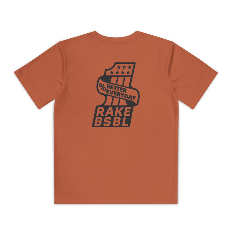 Kids One Percent Better Dry Fit Tee - Rake Baseball Company - RAKE BASEBALL | BASEBALL T-SHIRT | BASEBALL CLOTHING | GOOD VIBES ONLY