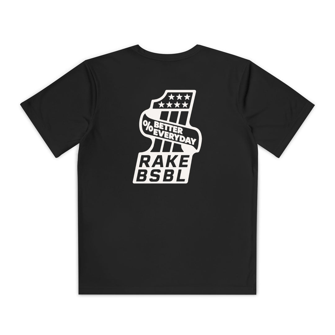 Kids One Percent Better Dry Fit Tee - Rake Baseball Company - RAKE BASEBALL | BASEBALL T-SHIRT | BASEBALL CLOTHING | GOOD VIBES ONLY