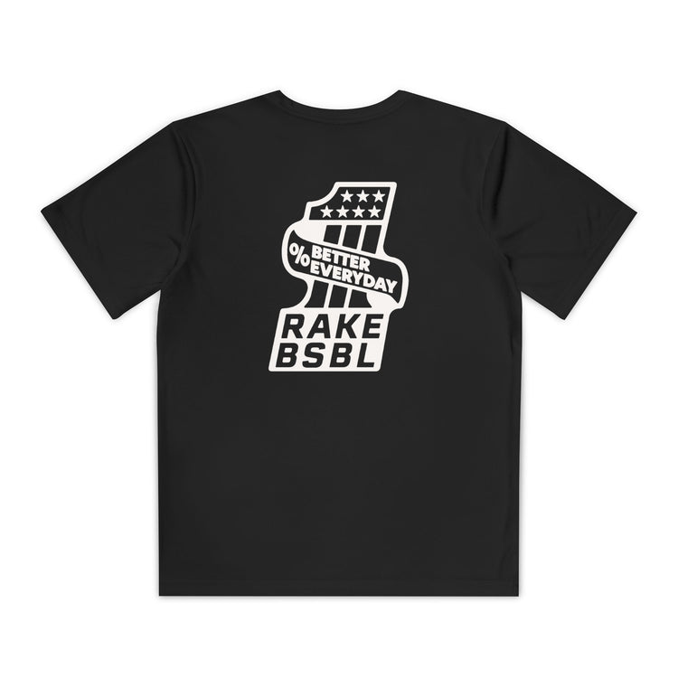 Kids One Percent Better Dry Fit Tee - Rake Baseball Company - RAKE BASEBALL | BASEBALL T-SHIRT | BASEBALL CLOTHING | GOOD VIBES ONLY