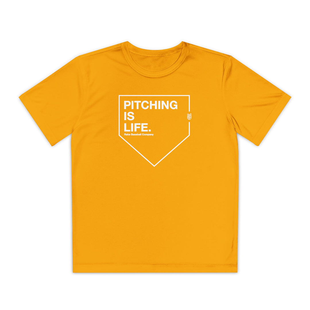 Kids Pitching Is Life Dry Fit Tee - Rake Baseball Company - RAKE BASEBALL | BASEBALL T-SHIRT | BASEBALL CLOTHING | GOOD VIBES ONLY