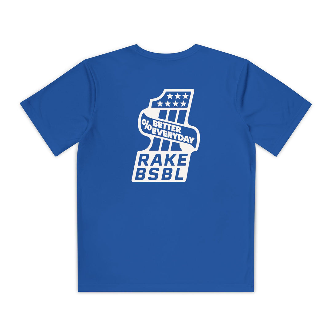 Kids One Percent Better Dry Fit Tee - Rake Baseball Company - RAKE BASEBALL | BASEBALL T-SHIRT | BASEBALL CLOTHING | GOOD VIBES ONLY