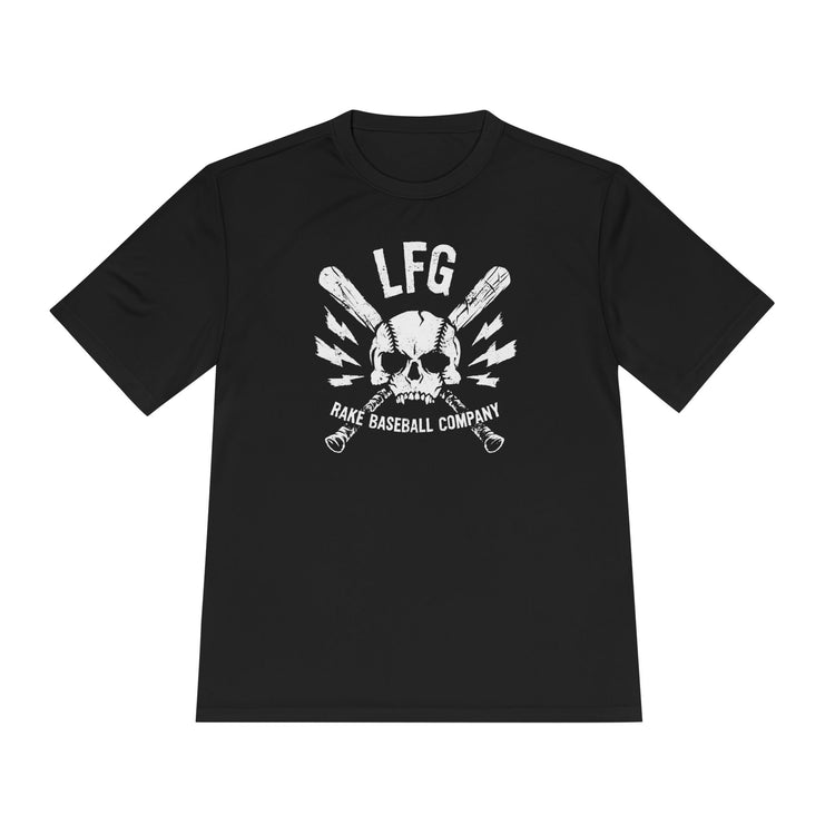 LFG Baseball Skull Dry Fit Tee - Rake Baseball Company - RAKE BASEBALL | BASEBALL T-SHIRT | BASEBALL CLOTHING | GOOD VIBES ONLY