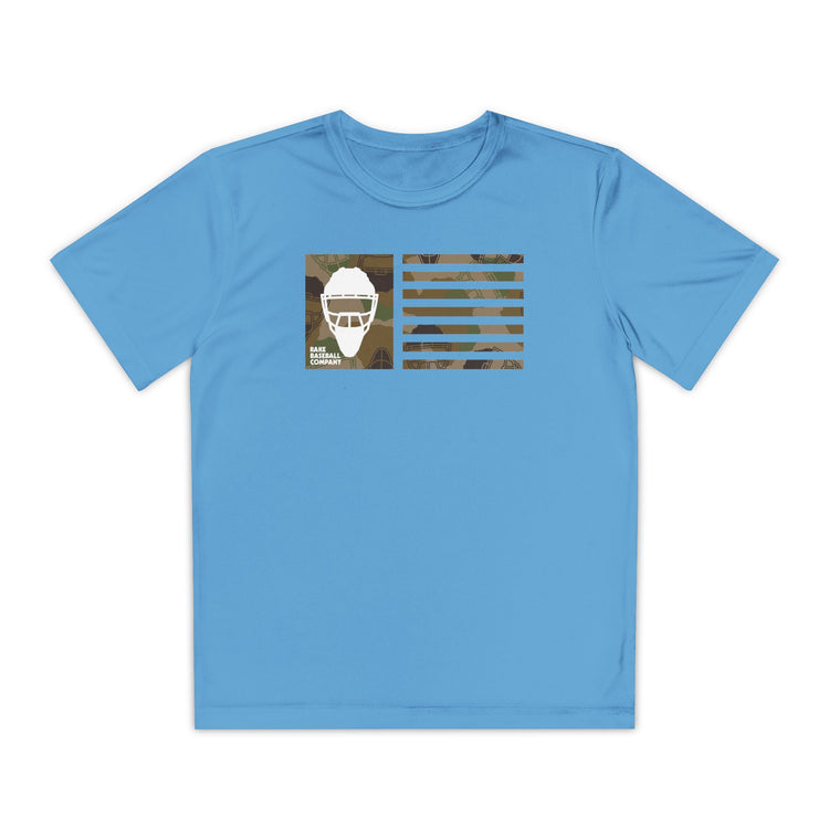 Kids Camo Hockey Mask Flag Dry Fit Tee - Rake Baseball Company - RAKE BASEBALL | BASEBALL T-SHIRT | BASEBALL CLOTHING | GOOD VIBES ONLY