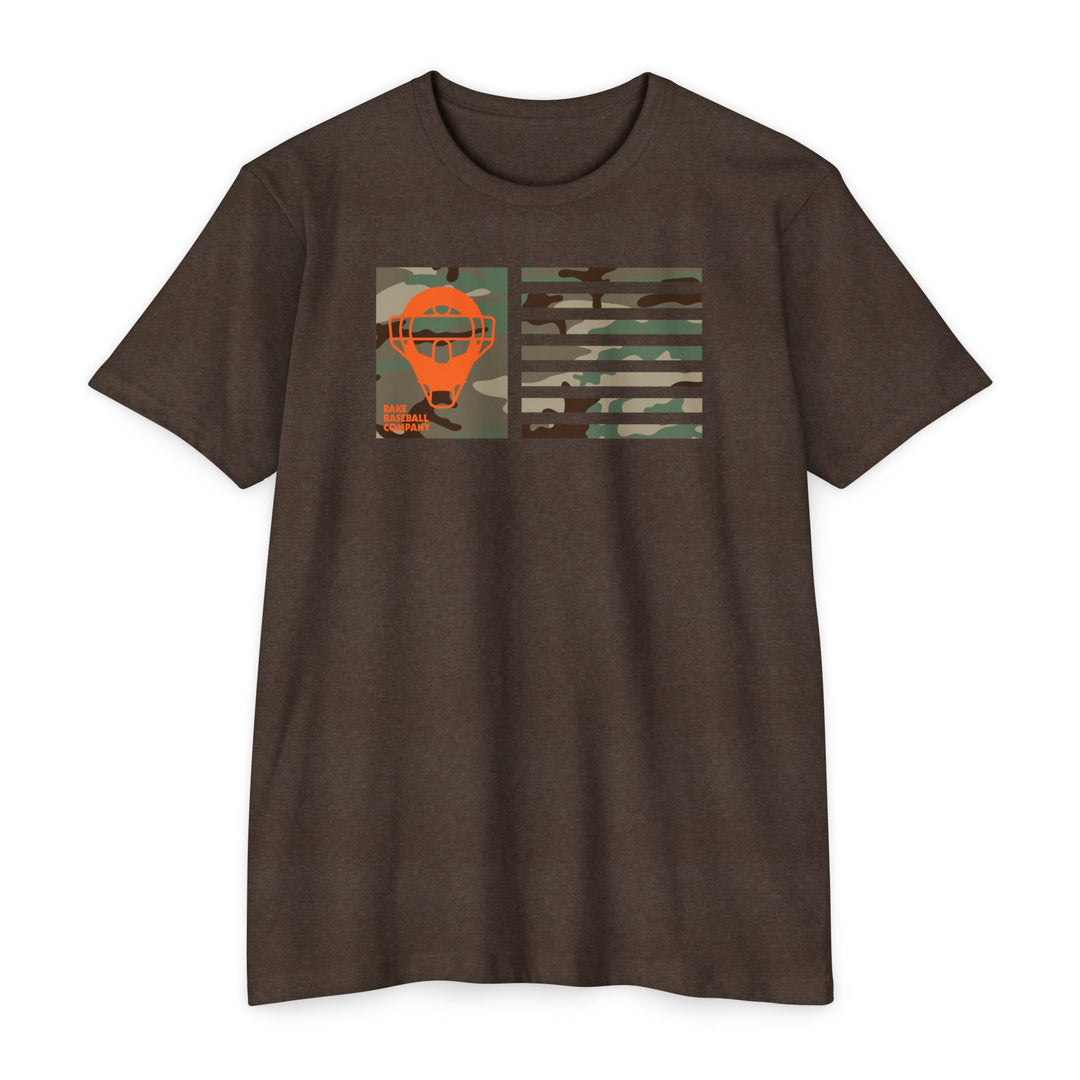 Orange Camo Catcher's Mask Flag Tee