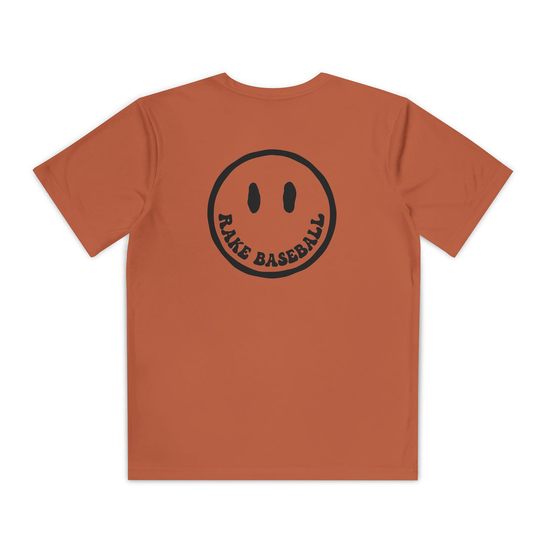 Kids Rake Smile Dry Fit Tee - Rake Baseball Company - RAKE BASEBALL | BASEBALL T-SHIRT | BASEBALL CLOTHING | GOOD VIBES ONLY