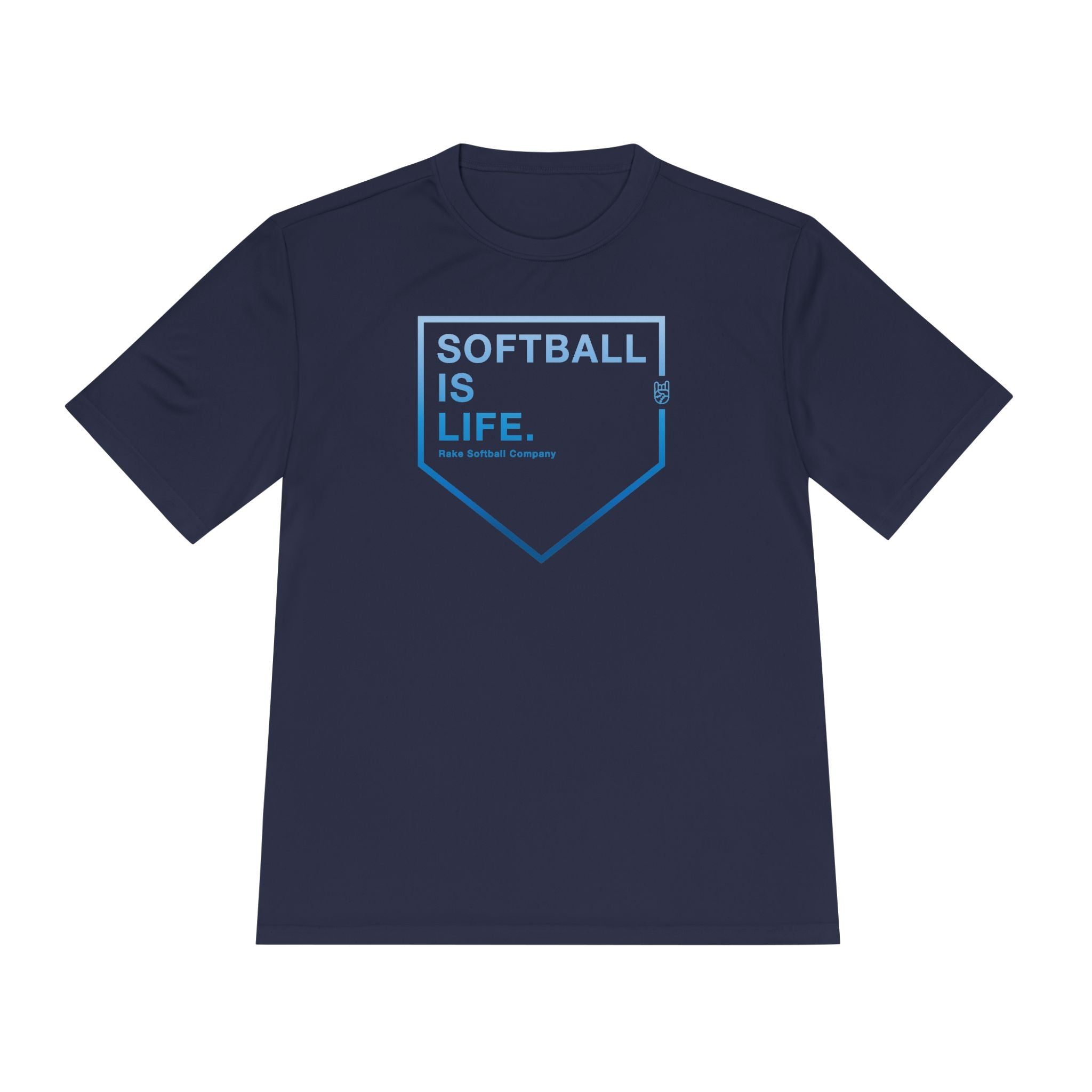 Softball Is Life Dry Fit Tee - Rake Baseball Company - RAKE BASEBALL | BASEBALL T-SHIRT | BASEBALL CLOTHING | GOOD VIBES ONLY