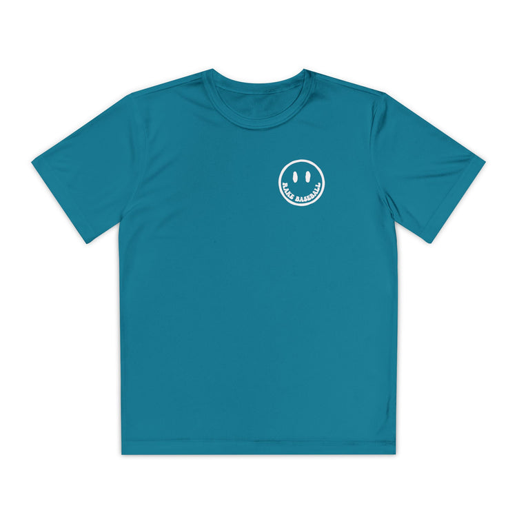 Kids Rake Smile Dry Fit Tee - Rake Baseball Company - RAKE BASEBALL | BASEBALL T-SHIRT | BASEBALL CLOTHING | GOOD VIBES ONLY
