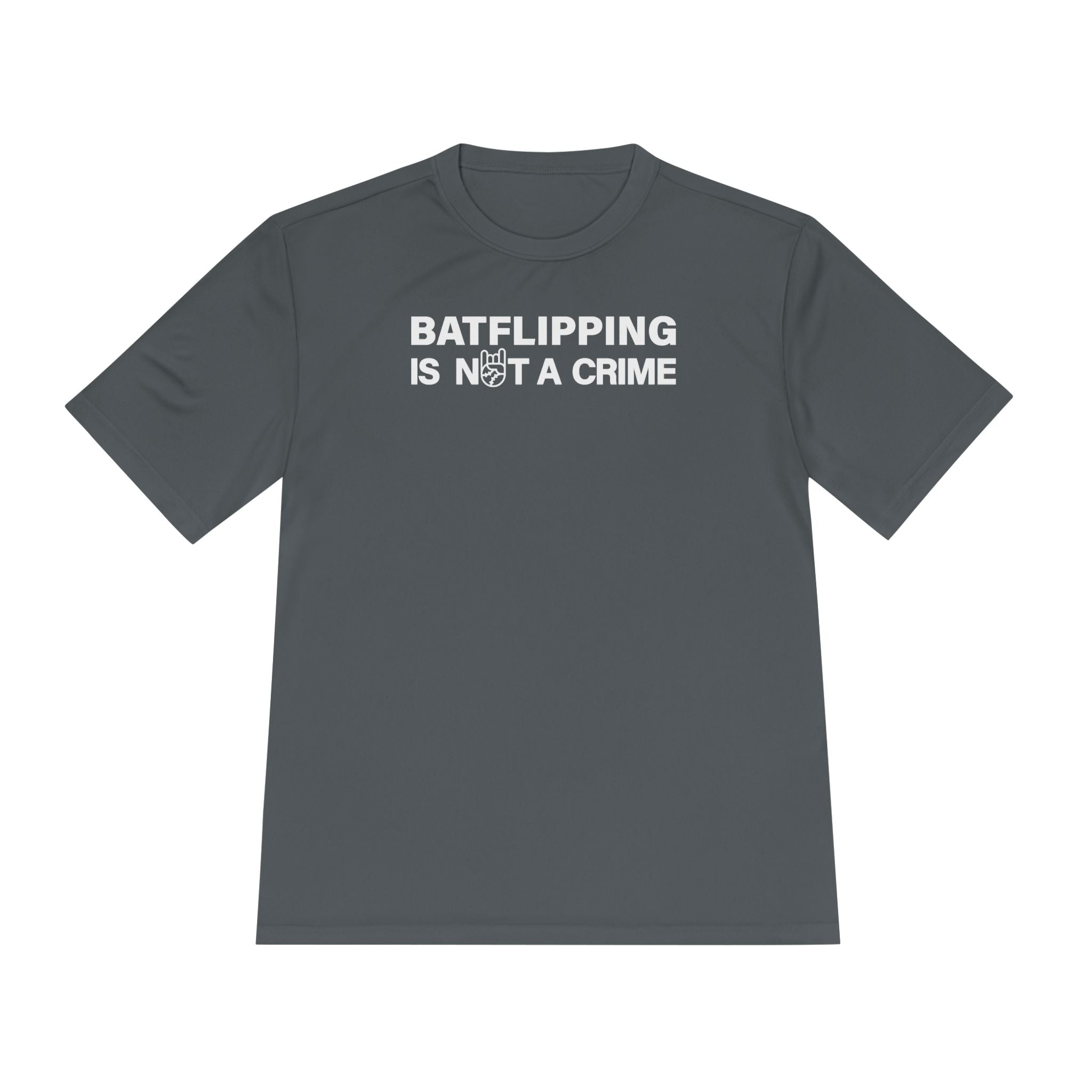 Batflipping Is Not A Crime Dry Fit Tee - Rake Baseball Company - RAKE BASEBALL | BASEBALL T-SHIRT | BASEBALL CLOTHING | GOOD VIBES ONLY