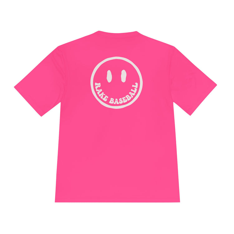 Rake Smile Dry Fit Tee - Rake Baseball Company - RAKE BASEBALL | BASEBALL T-SHIRT | BASEBALL CLOTHING | GOOD VIBES ONLY