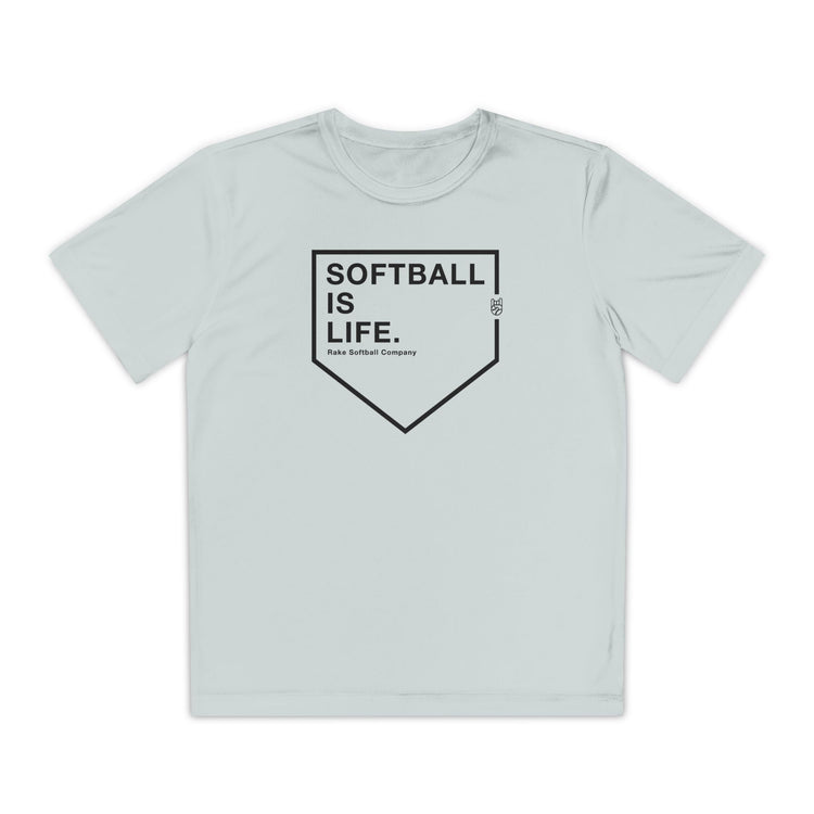 Kids Softball Is Life Dry Fit Tee - Rake Baseball Company - RAKE BASEBALL | BASEBALL T-SHIRT | BASEBALL CLOTHING | GOOD VIBES ONLY
