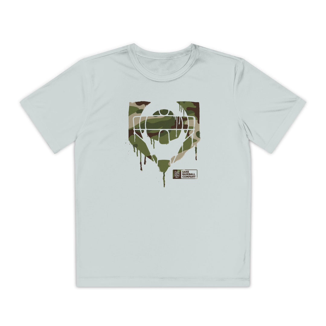 Kids Catcher's Drip Camo Dry Fit Tee - Rake Baseball Company - RAKE BASEBALL | BASEBALL T-SHIRT | BASEBALL CLOTHING | GOOD VIBES ONLY