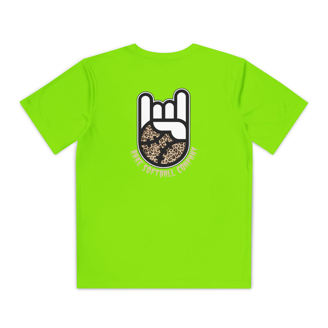 Kids Rake Cheetah Softball Company Dry Fit Tee - Rake Baseball Company - RAKE BASEBALL | BASEBALL T-SHIRT | BASEBALL CLOTHING | GOOD VIBES ONLY