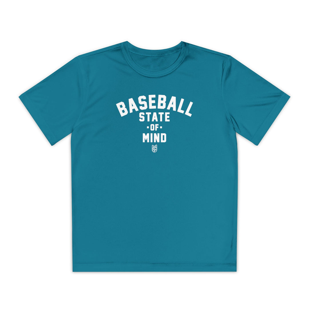 Kids Baseball State Of Mind Dry Fit Tee - Rake Baseball Company - RAKE BASEBALL | BASEBALL T-SHIRT | BASEBALL CLOTHING | GOOD VIBES ONLY
