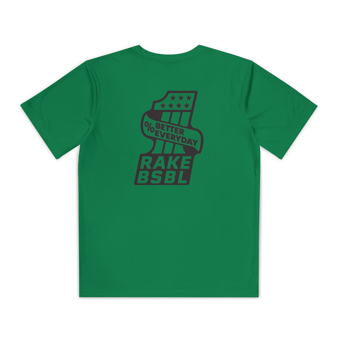Kids One Percent Better Dry Fit Tee - Rake Baseball Company - RAKE BASEBALL | BASEBALL T-SHIRT | BASEBALL CLOTHING | GOOD VIBES ONLY