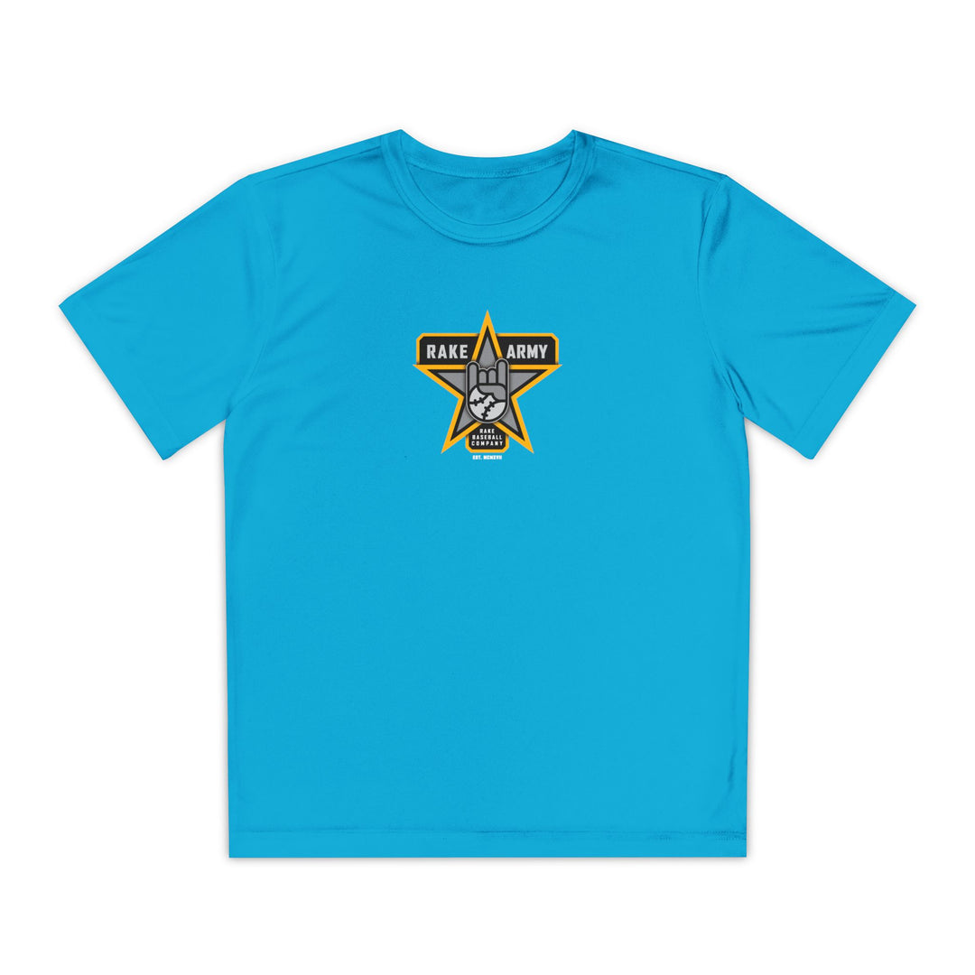 Kids Rake Army Dry Fit Tee - Rake Baseball Company - RAKE BASEBALL | BASEBALL T-SHIRT | BASEBALL CLOTHING | GOOD VIBES ONLY
