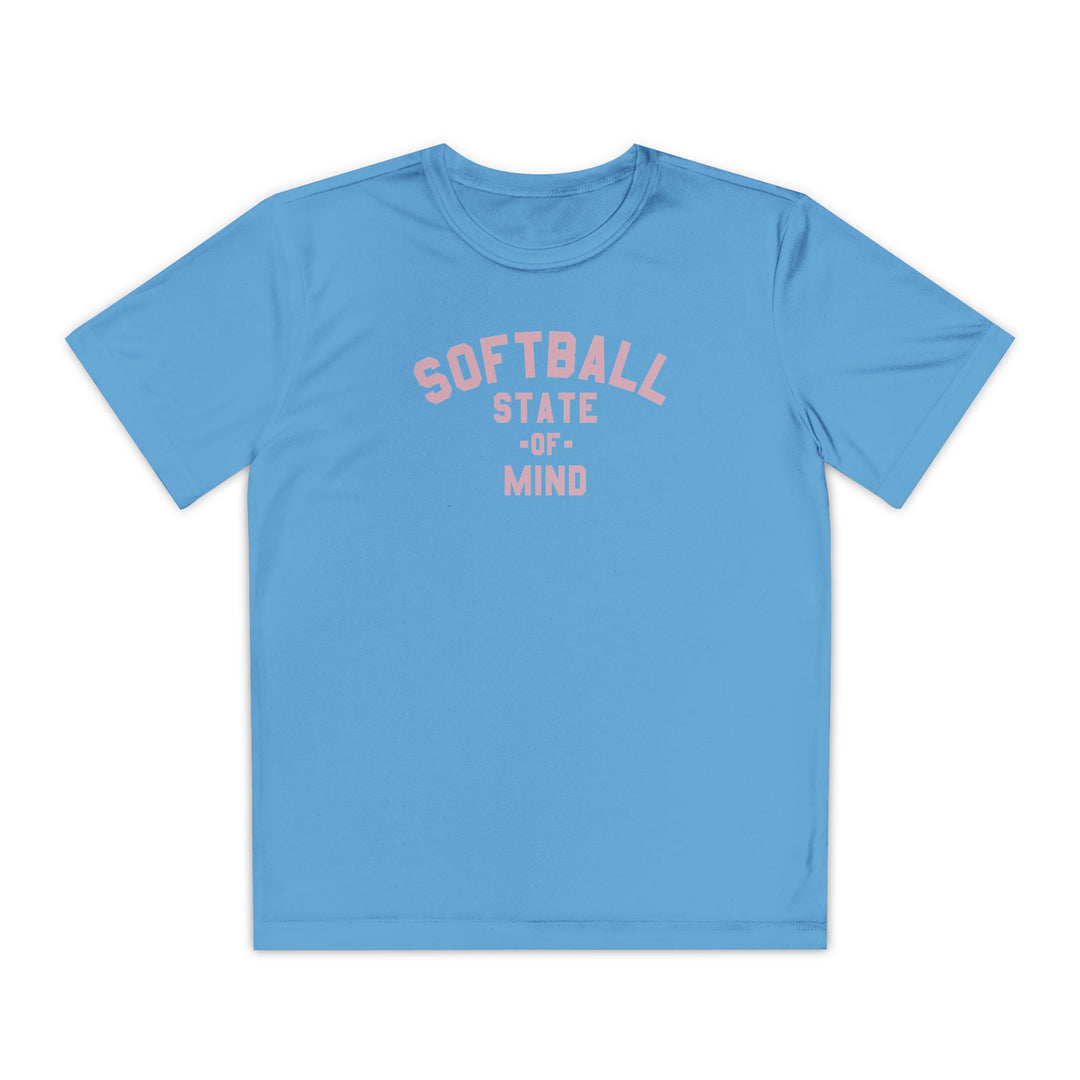 Kids Softball State Of Mind Dry Fit Tee - Rake Baseball Company - RAKE BASEBALL | BASEBALL T-SHIRT | BASEBALL CLOTHING | GOOD VIBES ONLY