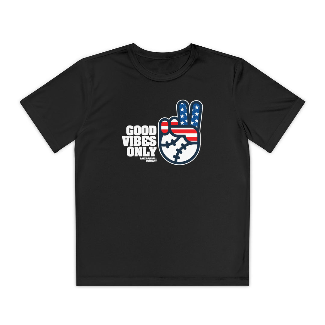 Kids GVO Stars and Stripes Edition Dry Fit Tee - Rake Baseball Company - RAKE BASEBALL | BASEBALL T-SHIRT | BASEBALL CLOTHING | GOOD VIBES ONLY