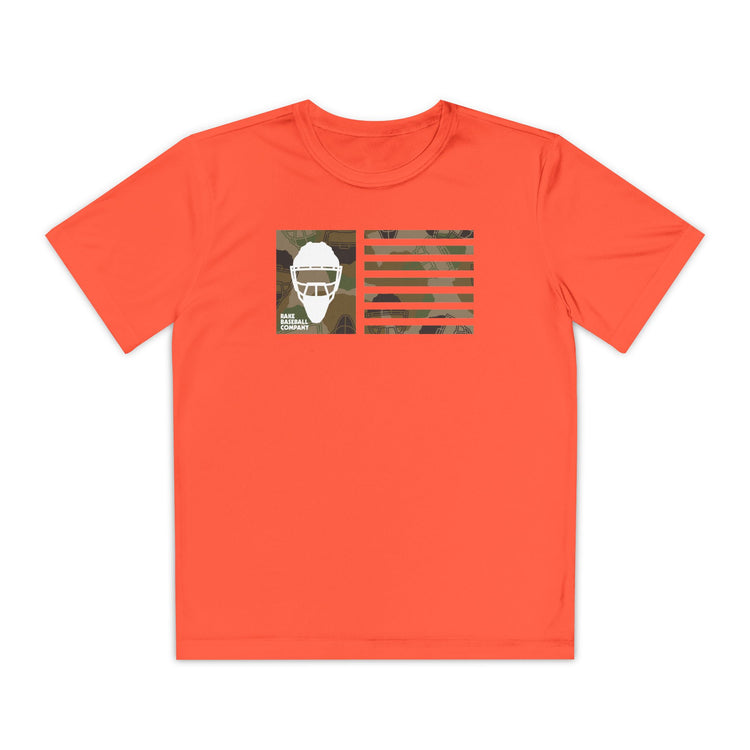 Kids Camo Hockey Mask Flag Dry Fit Tee - Rake Baseball Company - RAKE BASEBALL | BASEBALL T-SHIRT | BASEBALL CLOTHING | GOOD VIBES ONLY