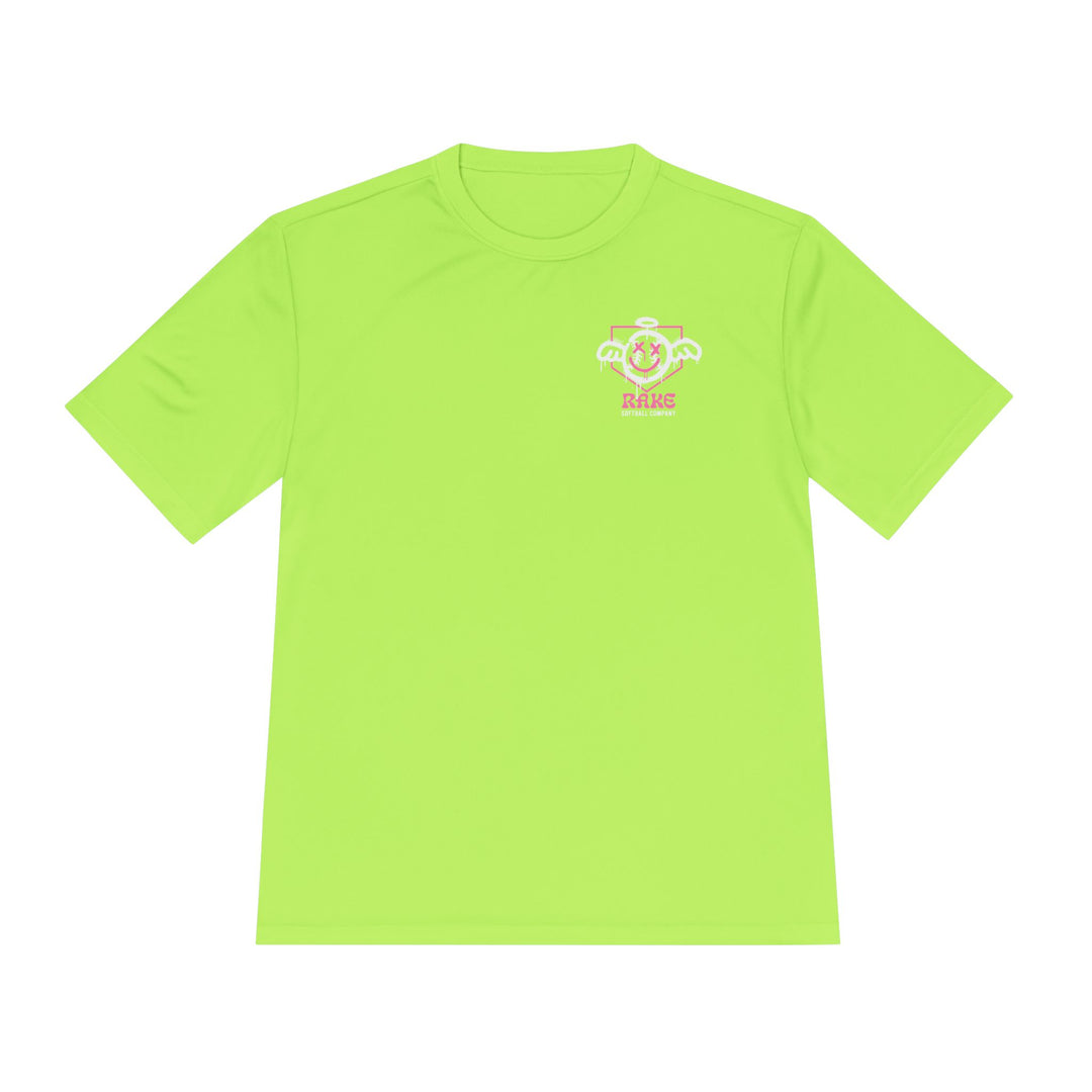 She Angel Drip Softball Dry Fit Tee - Rake Baseball Company - RAKE BASEBALL | BASEBALL T-SHIRT | BASEBALL CLOTHING | GOOD VIBES ONLY
