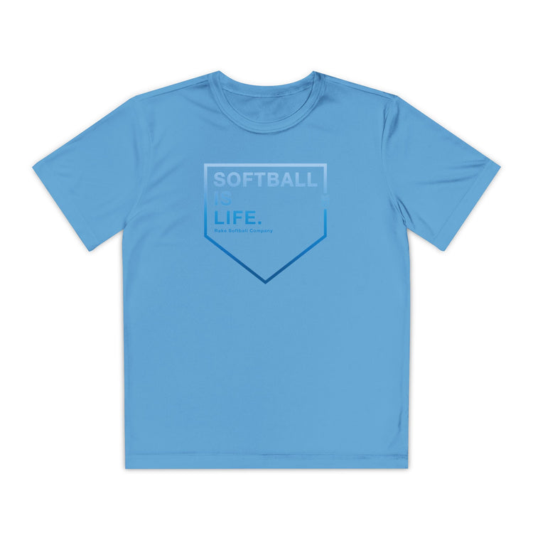 Kids Softball Is Life Dry Fit Tee - Rake Baseball Company - RAKE BASEBALL | BASEBALL T-SHIRT | BASEBALL CLOTHING | GOOD VIBES ONLY