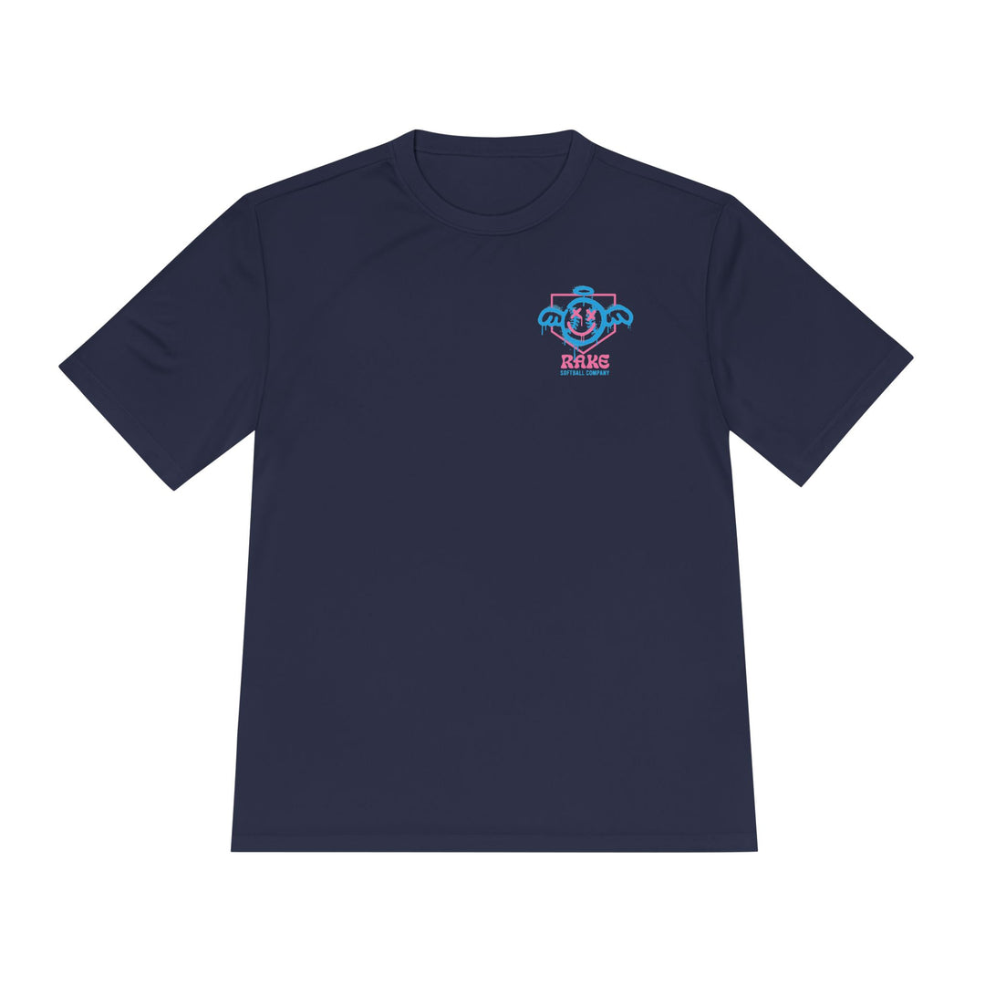She Angel Drip Softball Dry Fit Tee - Rake Baseball Company - RAKE BASEBALL | BASEBALL T-SHIRT | BASEBALL CLOTHING | GOOD VIBES ONLY