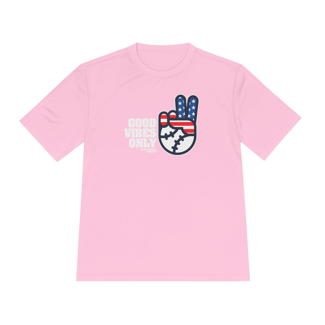 Good Vibes Only Stars and Stripes Dry Fit Tee - Rake Baseball Company - RAKE BASEBALL | BASEBALL T-SHIRT | BASEBALL CLOTHING | GOOD VIBES ONLY