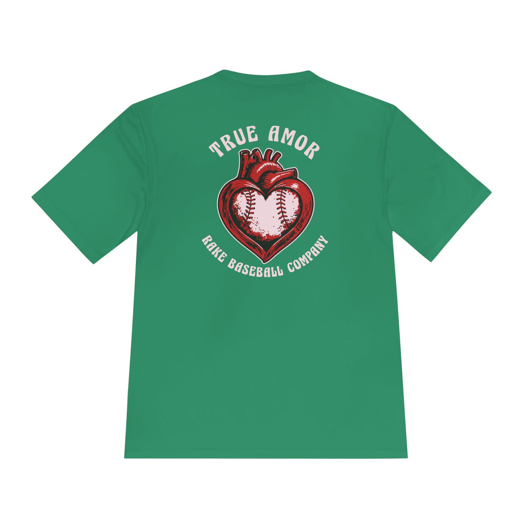 True Amor Baseball Dry Fit Tee - Rake Baseball Company - RAKE BASEBALL | BASEBALL T-SHIRT | BASEBALL CLOTHING | GOOD VIBES ONLY