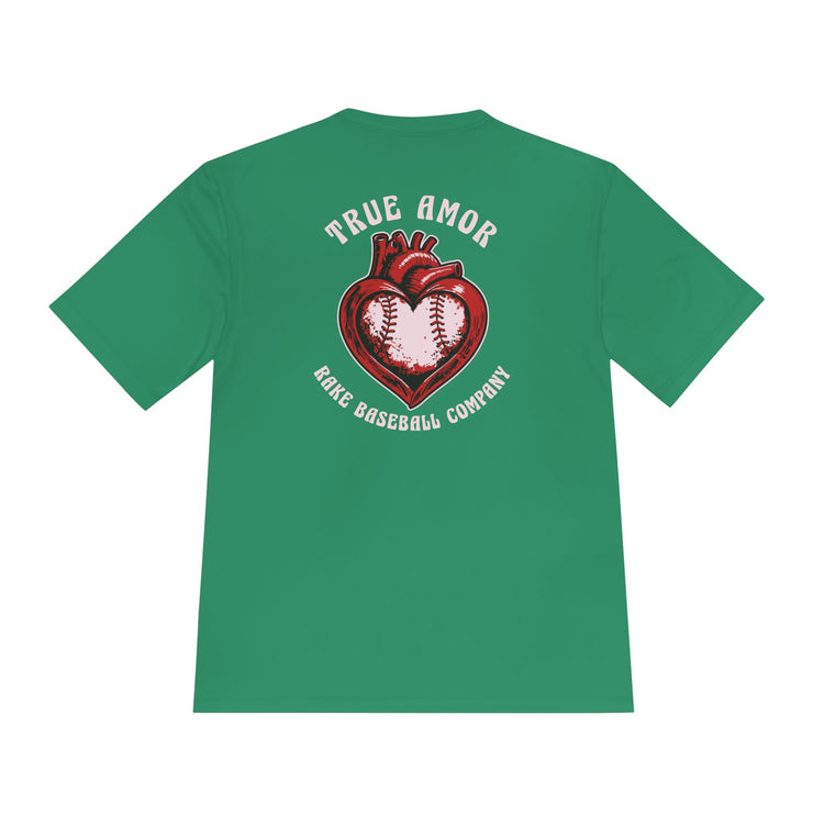 True Amor Baseball Dry Fit Tee - Rake Baseball Company - RAKE BASEBALL | BASEBALL T-SHIRT | BASEBALL CLOTHING | GOOD VIBES ONLY