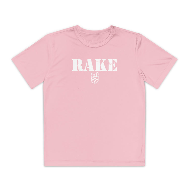 Kids Rake Stencil Dry Fit Tee - Rake Baseball Company - RAKE BASEBALL | BASEBALL T-SHIRT | BASEBALL CLOTHING | GOOD VIBES ONLY