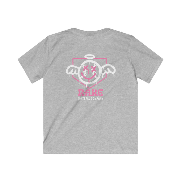 Kids She Angel Drip Softball Tee - Rake Baseball Company - RAKE BASEBALL | BASEBALL T-SHIRT | BASEBALL CLOTHING | GOOD VIBES ONLY