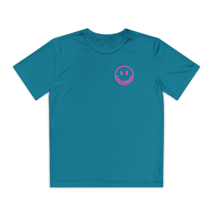 Kids Rake Smile Dry Fit Tee - Rake Baseball Company - RAKE BASEBALL | BASEBALL T-SHIRT | BASEBALL CLOTHING | GOOD VIBES ONLY