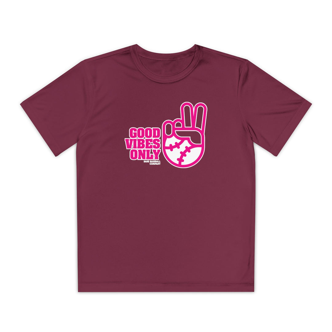 Kids Good Vibes Only Dry Fit Tee - Rake Baseball Company - RAKE BASEBALL | BASEBALL T-SHIRT | BASEBALL CLOTHING | GOOD VIBES ONLY