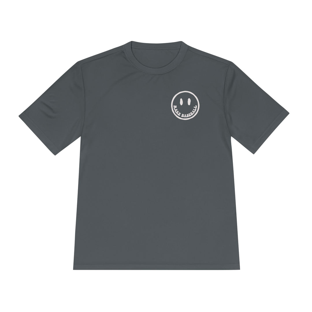 Rake Smile Dry Fit Tee - Rake Baseball Company - RAKE BASEBALL | BASEBALL T-SHIRT | BASEBALL CLOTHING | GOOD VIBES ONLY
