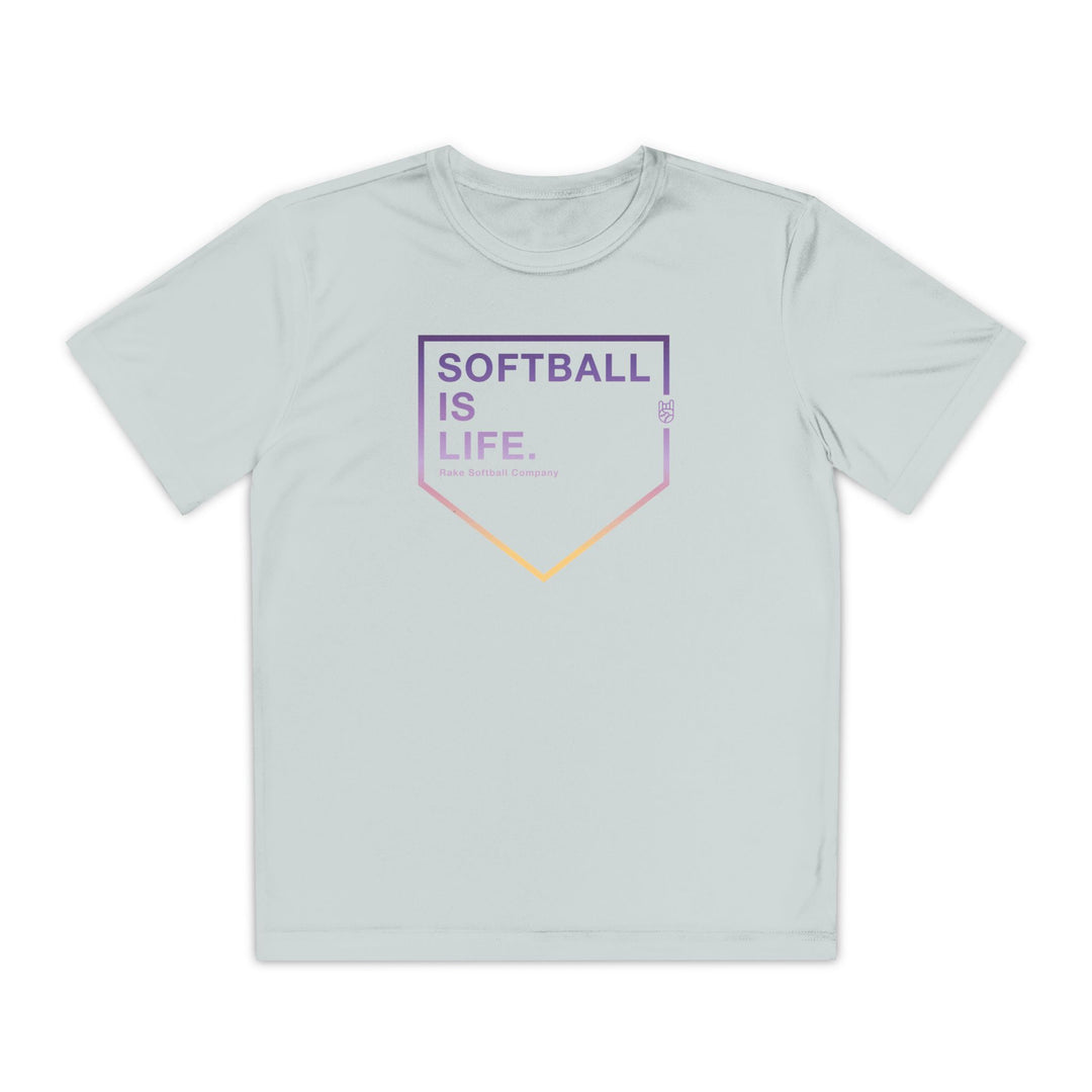 Kids Softball Is Life Dry Fit Tee - Rake Baseball Company - RAKE BASEBALL | BASEBALL T-SHIRT | BASEBALL CLOTHING | GOOD VIBES ONLY