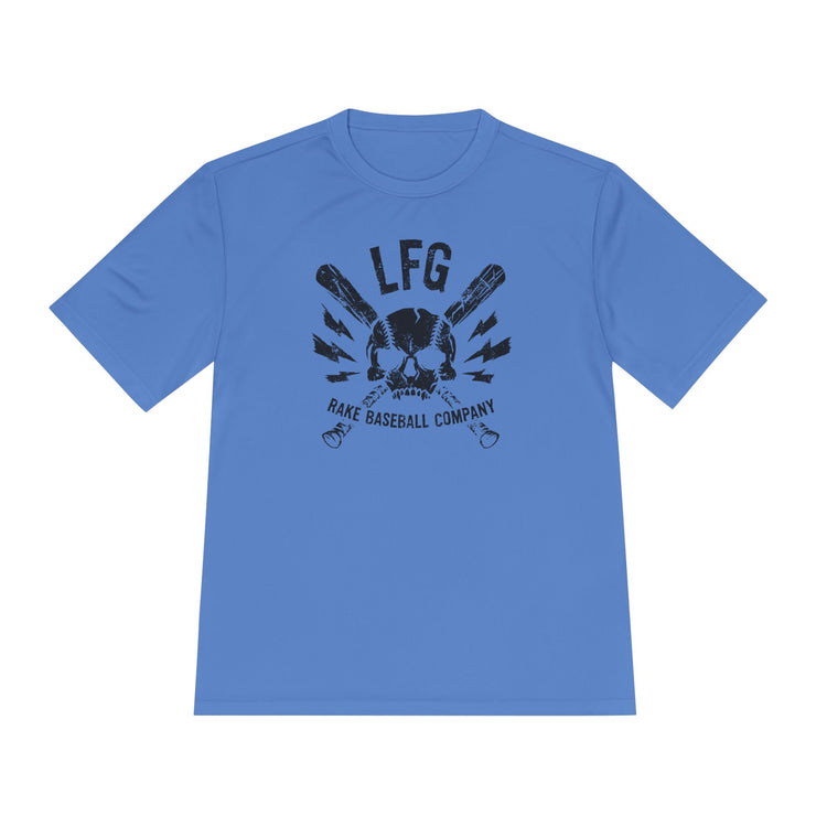 LFG Baseball Skull Dry Fit Tee - Rake Baseball Company - RAKE BASEBALL | BASEBALL T-SHIRT | BASEBALL CLOTHING | GOOD VIBES ONLY