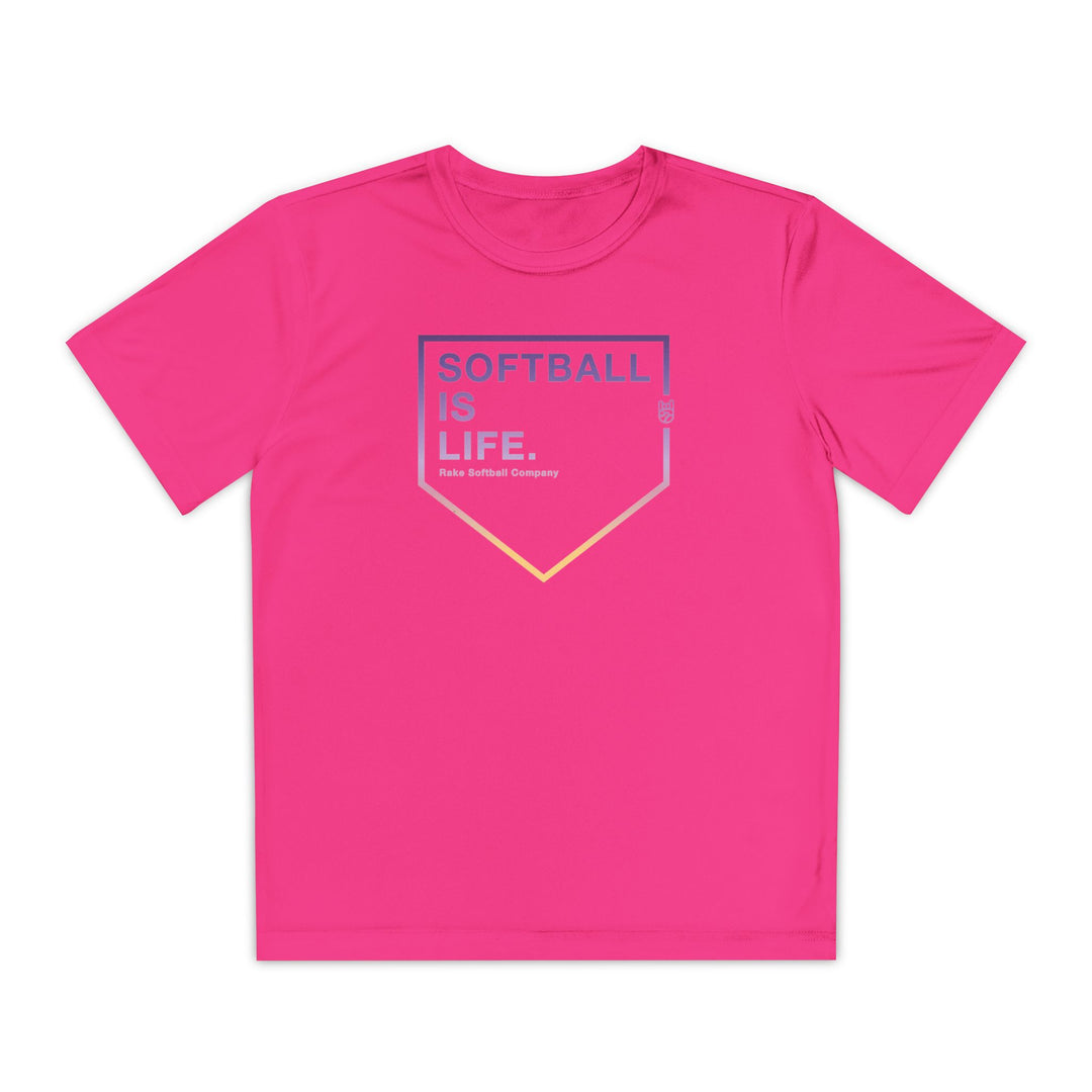 Kids Softball Is Life Dry Fit Tee - Rake Baseball Company - RAKE BASEBALL | BASEBALL T-SHIRT | BASEBALL CLOTHING | GOOD VIBES ONLY