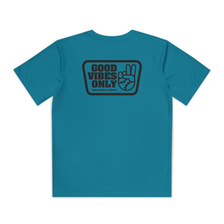 Kids Good Vibes Only Box Dry Fit Tee - Rake Baseball Company - RAKE BASEBALL | BASEBALL T-SHIRT | BASEBALL CLOTHING | GOOD VIBES ONLY