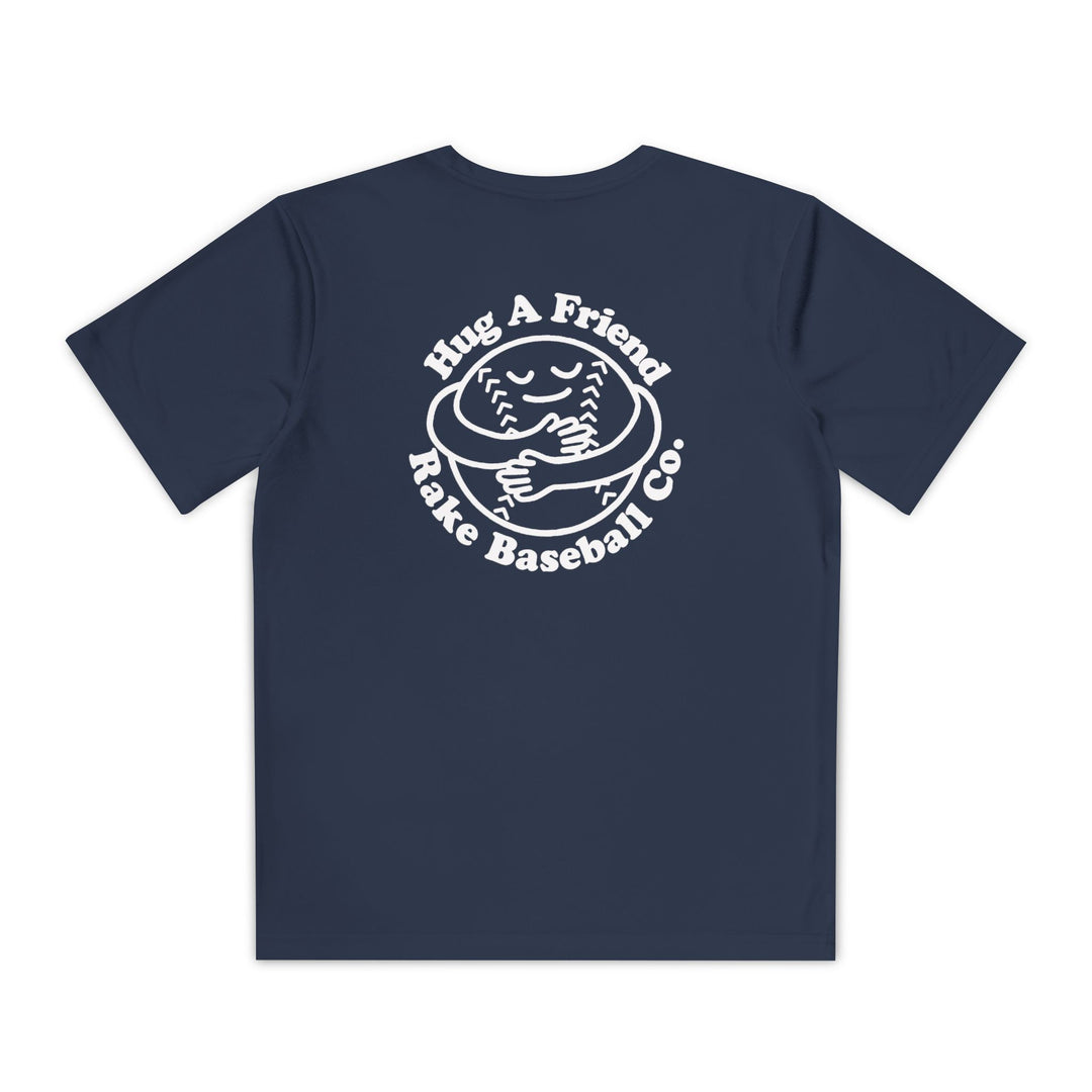 Kids Hug A Friend Dry Fit Tee - Rake Baseball Company - RAKE BASEBALL | BASEBALL T-SHIRT | BASEBALL CLOTHING | GOOD VIBES ONLY