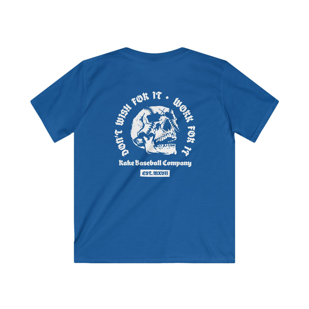 Kids Skull Work For It Tee - Rake Baseball Company - RAKE BASEBALL | BASEBALL T-SHIRT | BASEBALL CLOTHING | GOOD VIBES ONLY
