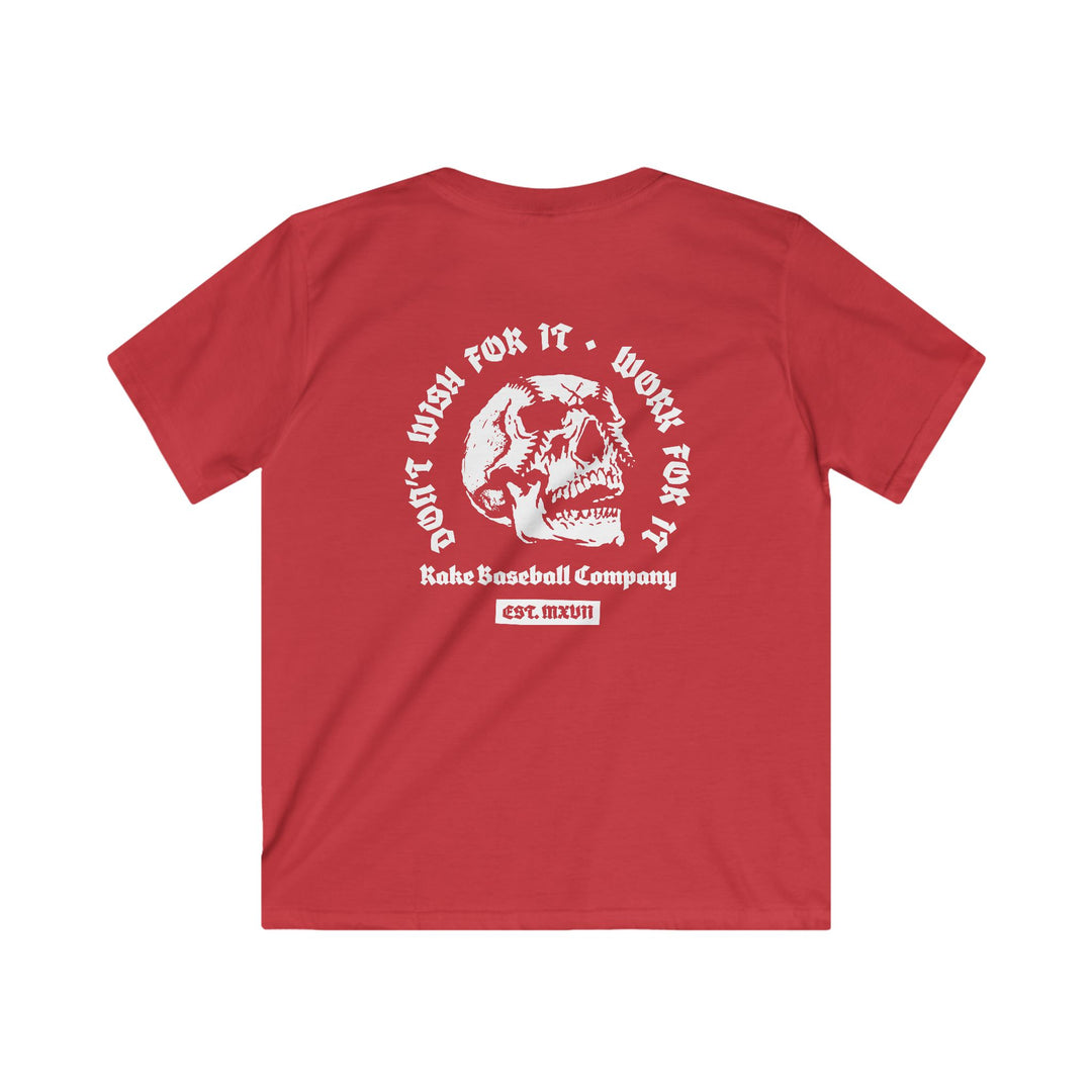 Kids Skull Work For It Tee - Rake Baseball Company - RAKE BASEBALL | BASEBALL T-SHIRT | BASEBALL CLOTHING | GOOD VIBES ONLY