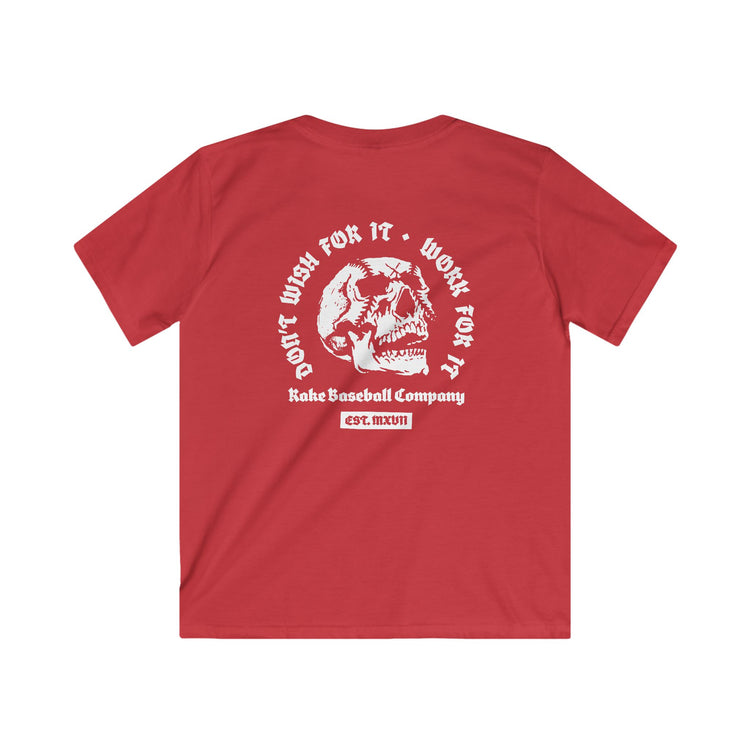 Kids Skull Work For It Tee - Rake Baseball Company - RAKE BASEBALL | BASEBALL T-SHIRT | BASEBALL CLOTHING | GOOD VIBES ONLY
