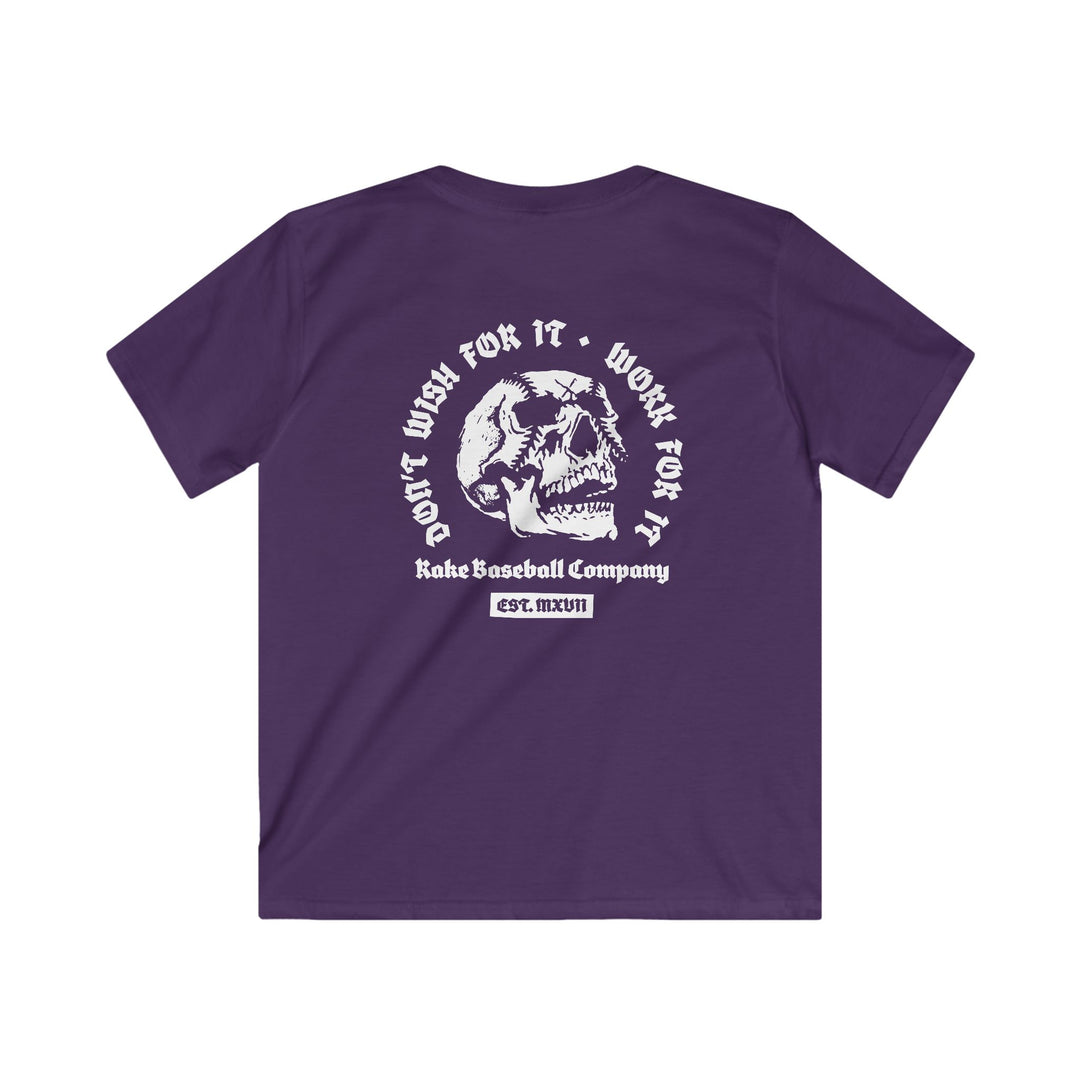 Kids Skull Work For It Tee - Rake Baseball Company - RAKE BASEBALL | BASEBALL T-SHIRT | BASEBALL CLOTHING | GOOD VIBES ONLY