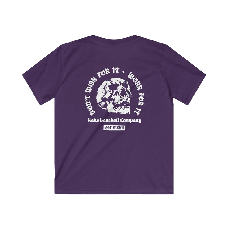 Kids Skull Work For It Tee - Rake Baseball Company - RAKE BASEBALL | BASEBALL T-SHIRT | BASEBALL CLOTHING | GOOD VIBES ONLY