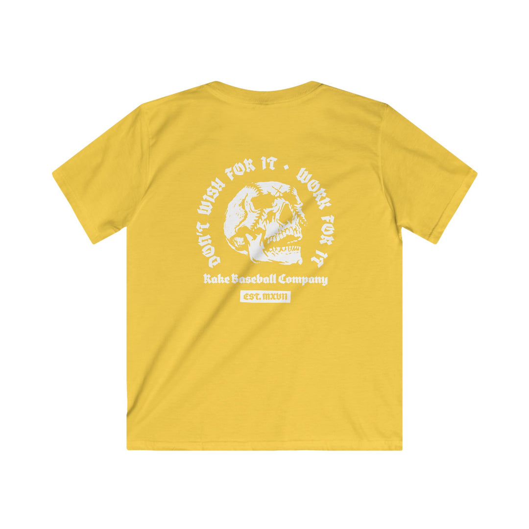 Kids Skull Work For It Tee - Rake Baseball Company - RAKE BASEBALL | BASEBALL T-SHIRT | BASEBALL CLOTHING | GOOD VIBES ONLY