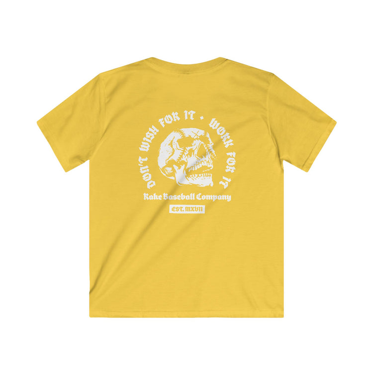 Kids Skull Work For It Tee - Rake Baseball Company - RAKE BASEBALL | BASEBALL T-SHIRT | BASEBALL CLOTHING | GOOD VIBES ONLY