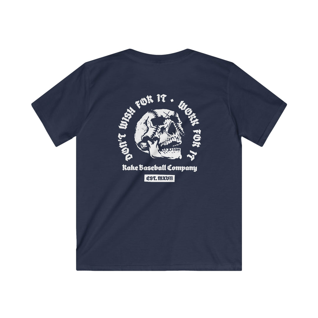 Kids Skull Work For It Tee - Rake Baseball Company - RAKE BASEBALL | BASEBALL T-SHIRT | BASEBALL CLOTHING | GOOD VIBES ONLY