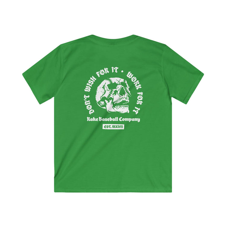 Kids Skull Work For It Tee - Rake Baseball Company - RAKE BASEBALL | BASEBALL T-SHIRT | BASEBALL CLOTHING | GOOD VIBES ONLY